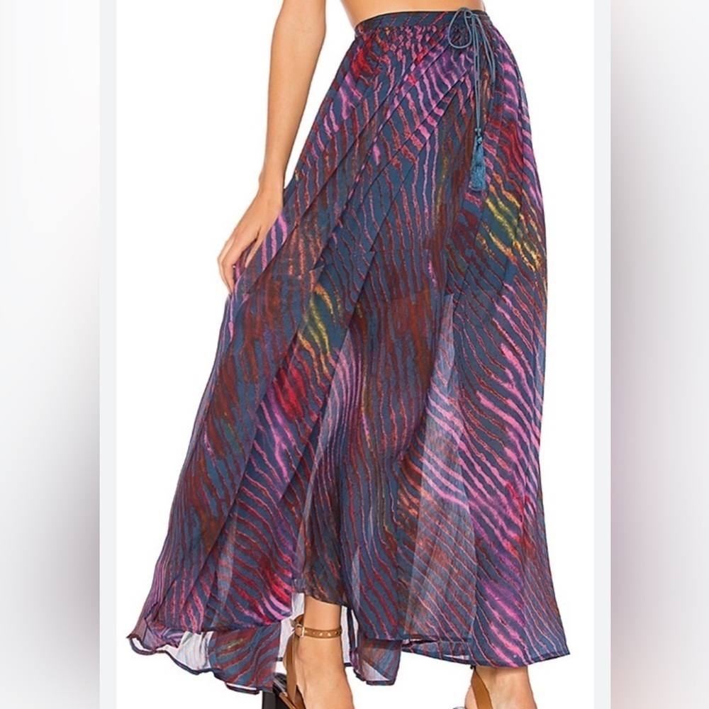 Free People Navy Print Maxi Skirt Extra Small
